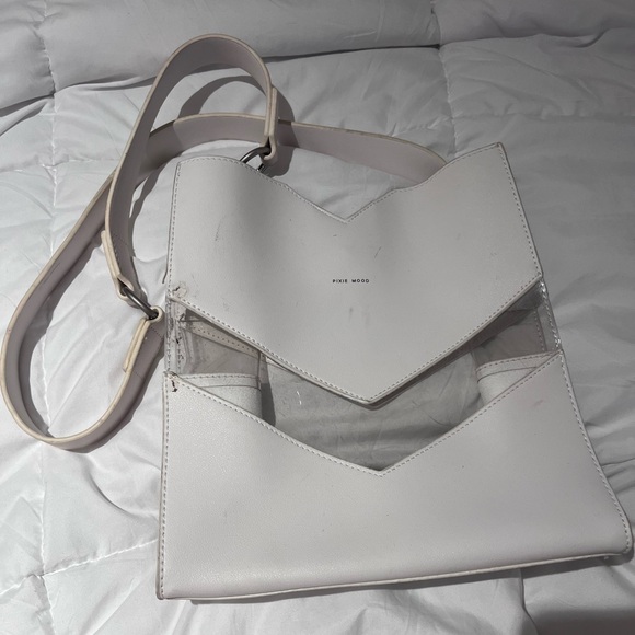 Pixie Mood Handbags - Pixie Mood Cream Crossbody Bag with Clear Accent